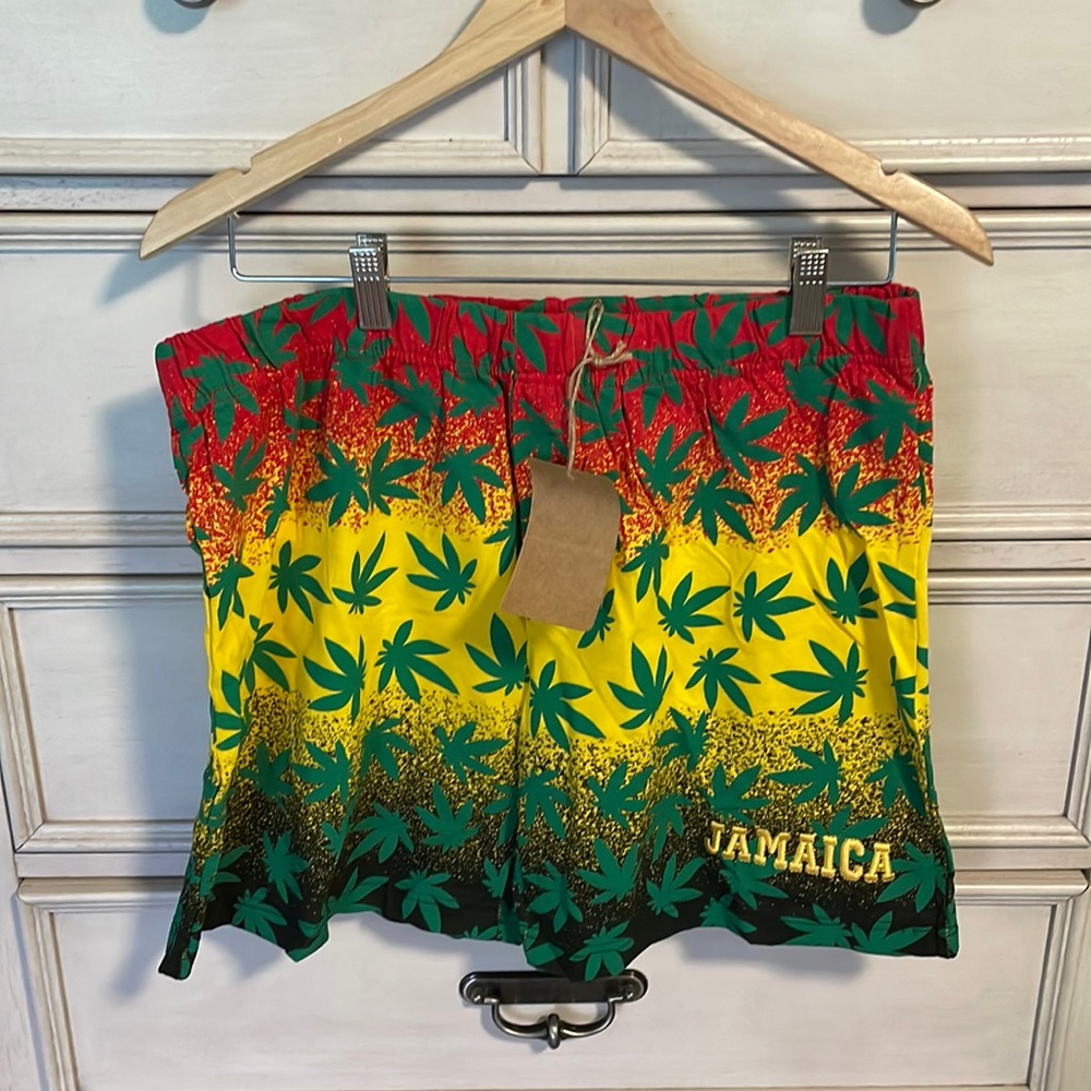 Men’s authentic gear size large, Jamaica, embroidered lounge shorts new with tag